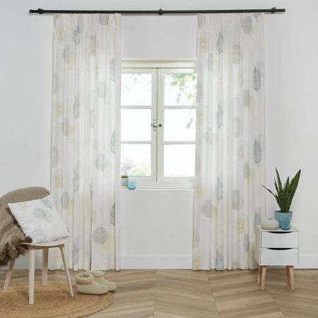 Overgordijn Elin Off White met zacht groen 04